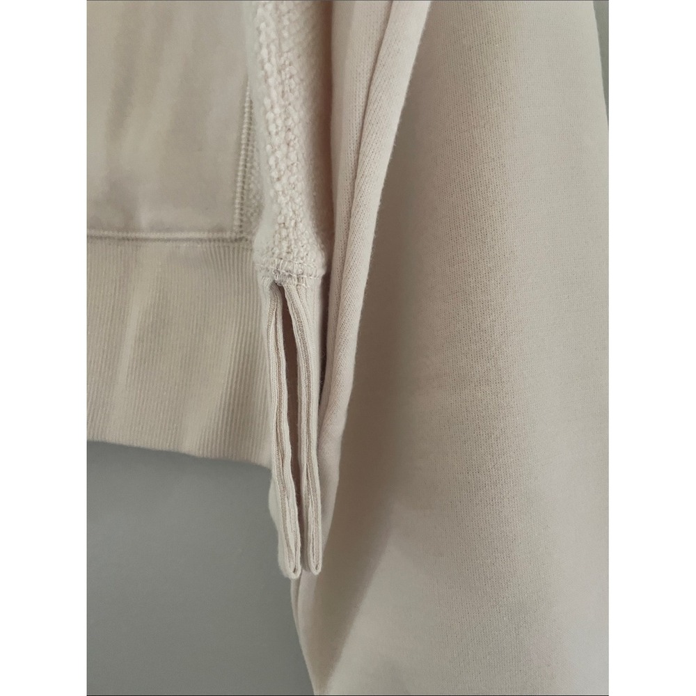 Aerie Oversized V-Neck Mixed Texture Sweatshirt Cream Medium - Picture 9 of 10